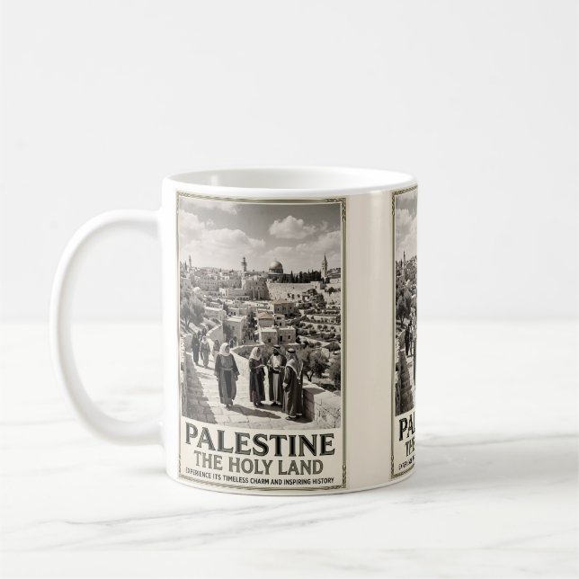 Mug Palestine Terre Sainte Art de Voyage Rétro (Gauche)