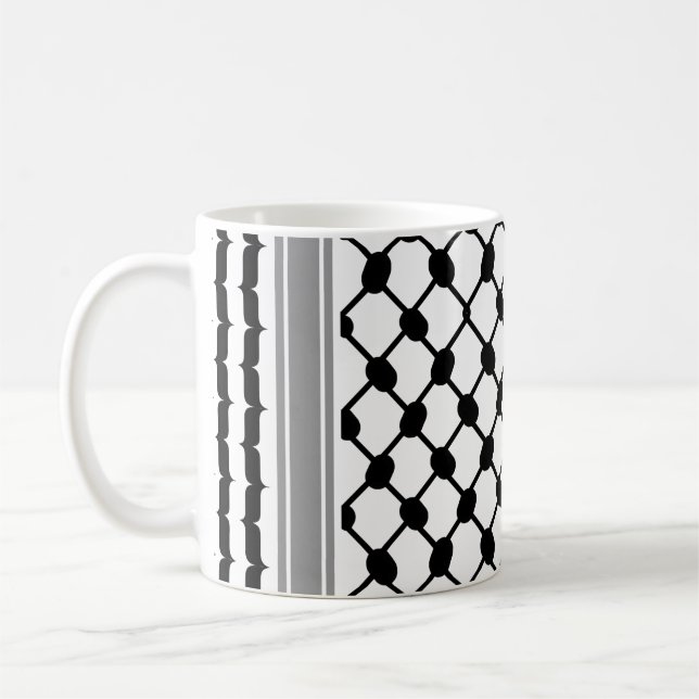 Mug Palestinienne Hatta Keffiyeh Kufiya Folk (2 Motifs (Gauche)