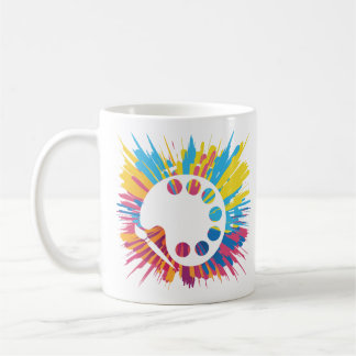 Mug Palette d'artiste pinceau et explosion de couleurs