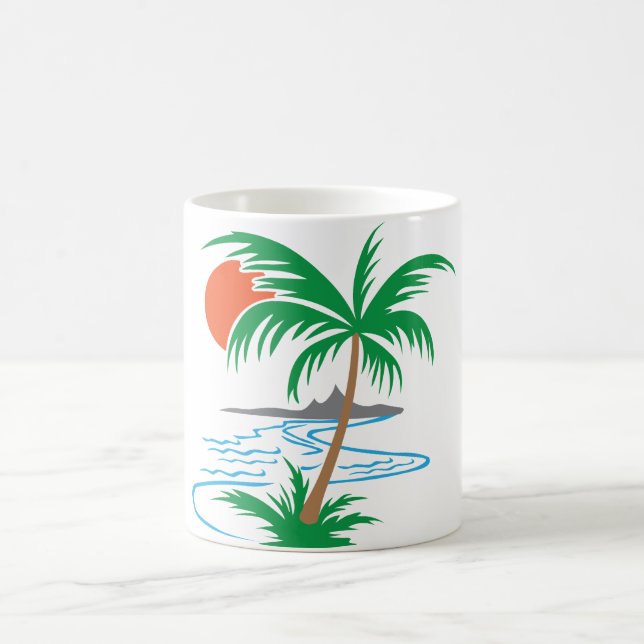 Mug Palm Tree by the River | Tropical Sunset Art (Centre)