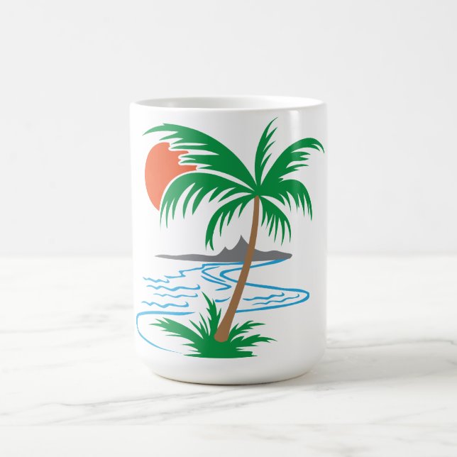 Mug Palm Tree by the River | Tropical Sunset Art (Centre)