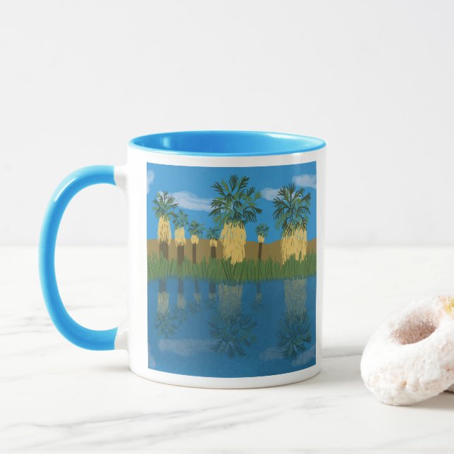 Mug Palm Tree Oasis California Desert (Avec donut)