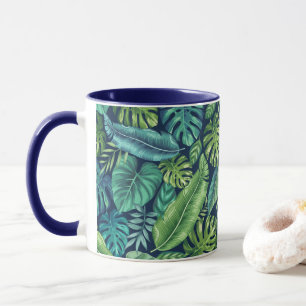 Mug Palm vert et Turquoise Tropical Banana Monstera Fe