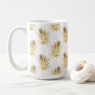 Mug Palme d'or blanc tropical Feuille