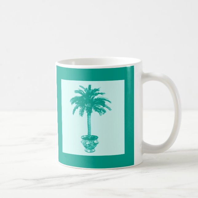 Mug Palmier à pointes - turquoise et aqua (Droite)