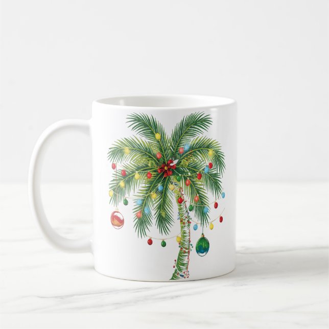 Mug Palmier de Noël tropical avec lumières et ornam (Gauche)
