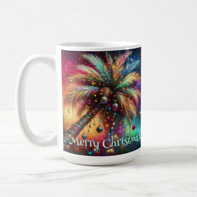 Mug Palmier de Noël Whimsical Tropical Beach Vivid (Gauche)