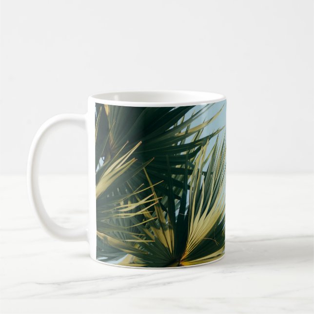 Mug Palmier de ventilateur sous ciel bleu (Gauche)