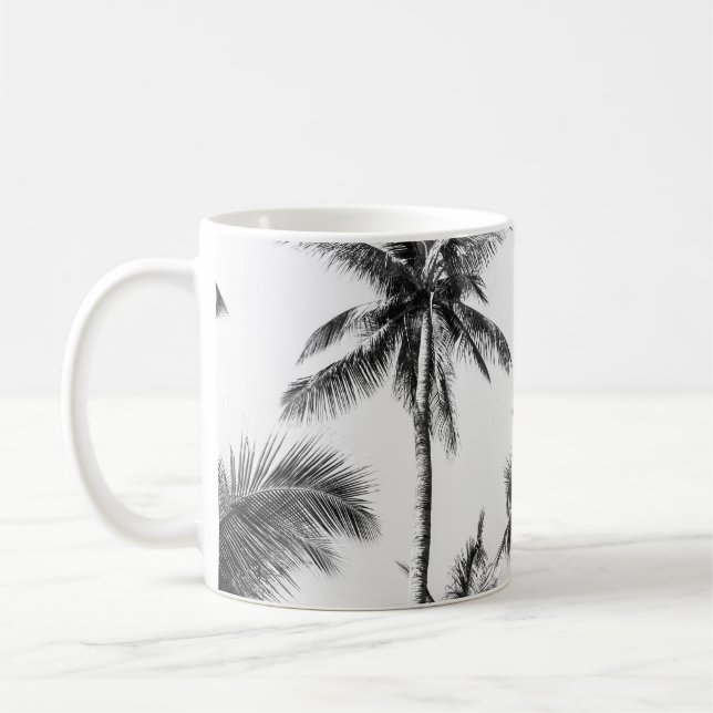 Mug Palmier Feuille Noir Blanc (Gauche)