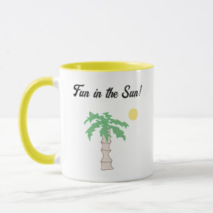 Mug Palmier mignon et caricature de plage, île ensolei