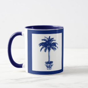 Mug Palmier pointillé - bleu marine et blanc