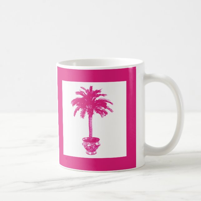 Mug Palmier pointillé - rose fuchsia et blanc (Droite)