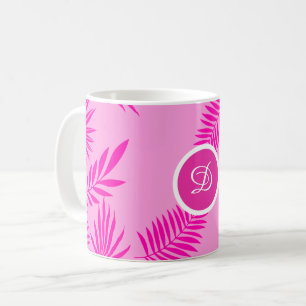 Mug palmier rose feuille moderne du milieu du siècle