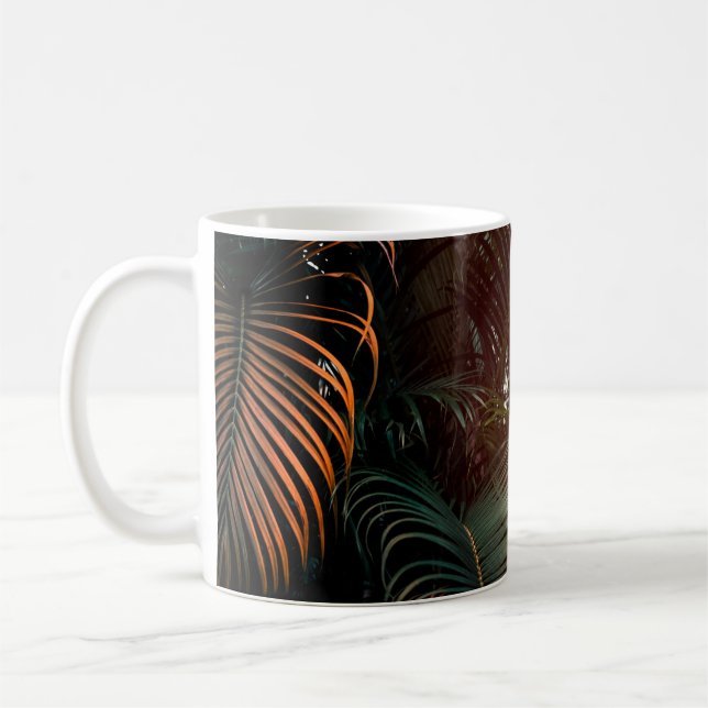 Mug Palmier vert foncé profond feuille motif avec lumi (Gauche)