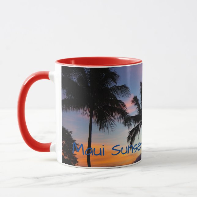 Mug Palmiers couchés de soleil de Maui Hawaii (Gauche)
