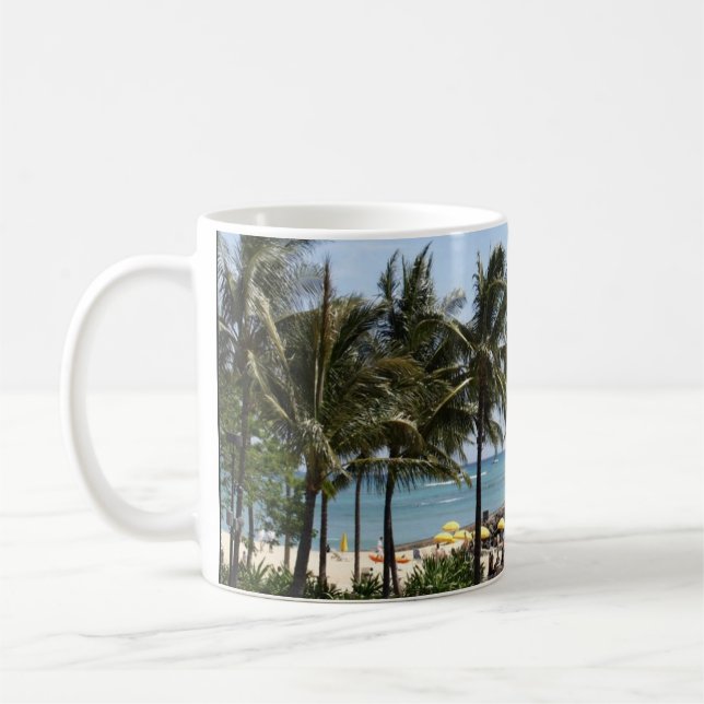 Mug Palmiers et plage sur une cannette à café (Gauche)