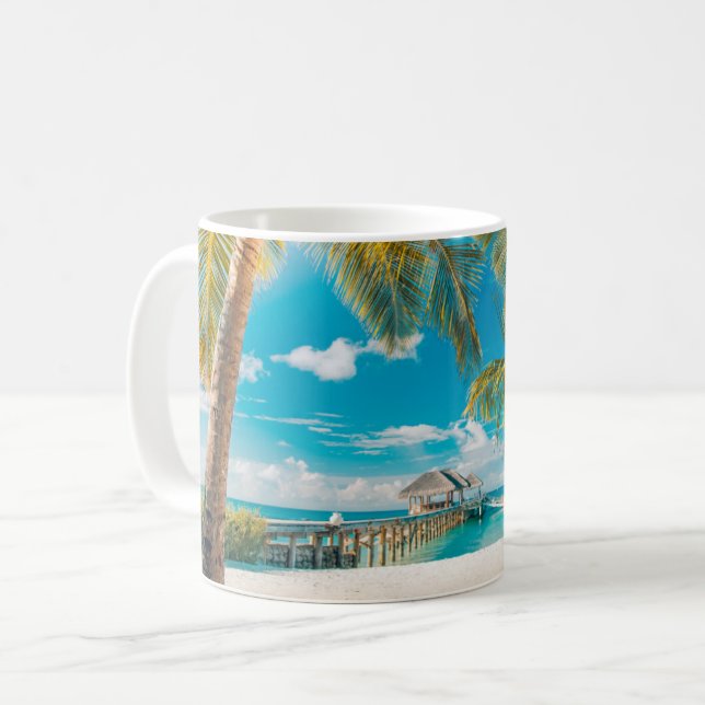 Mug Palmiers sur un beau coucher du soleil (Devant gauche)