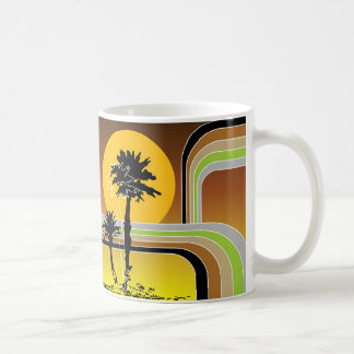 Mug Palmiers Tropical Retro Beach Sunset Stripes Mod