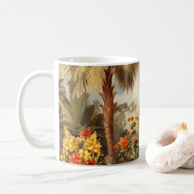 Mug Palmiers Tropicaux Botaniques Vintage (Avec donut)