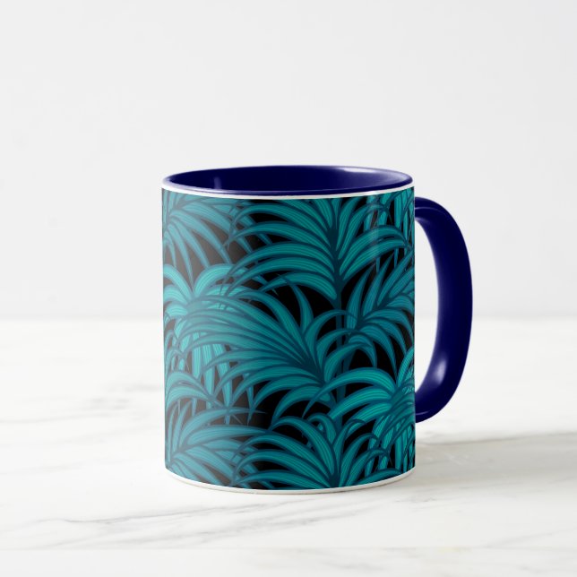 Mug Palmiers tropicaux de nuit feuilles (Devant droit)