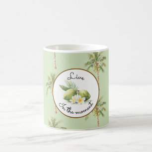 Mug Palmiers Tropicaux Verts Fleurs de Plumeria Limes