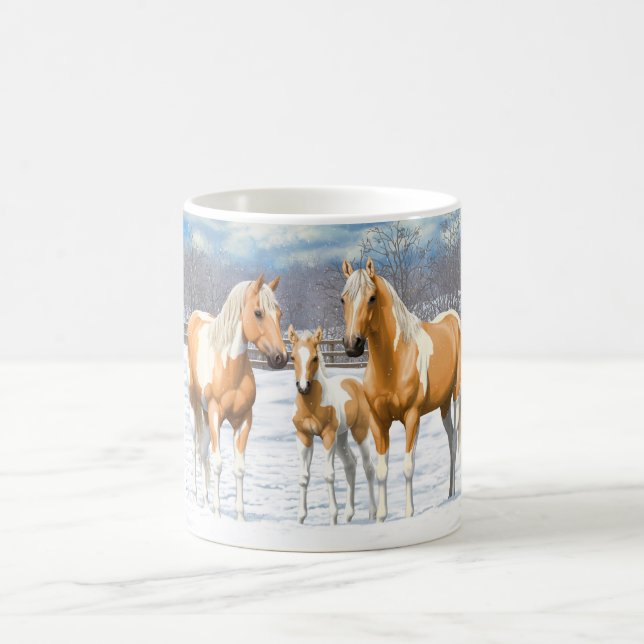 Mug Palomino Pinto Peinture Quarter Chevaux En Neige (Centre)