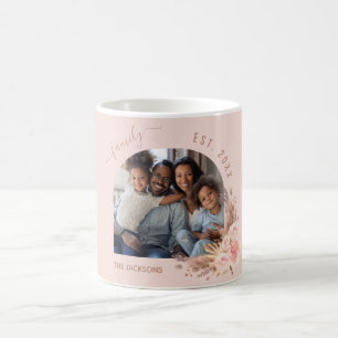 Mug Pampas herbe rose or rose floraux photo