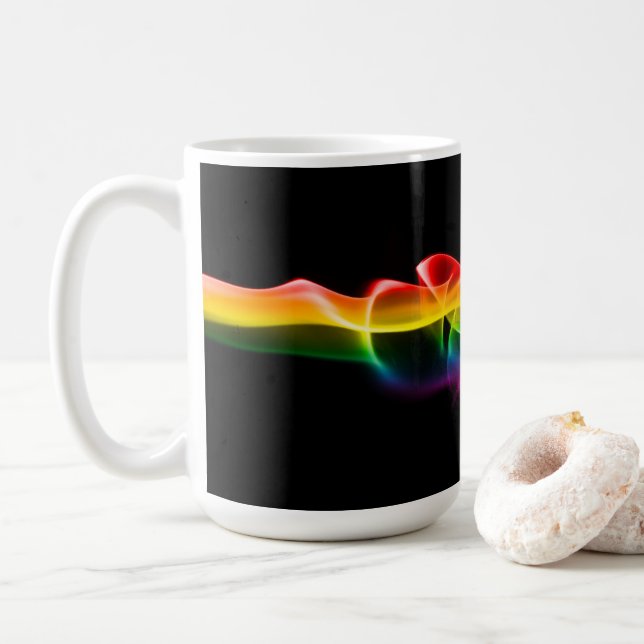 Mug Panache de SlipperyJoe d'énergie arc-en-ciel captu (Avec donut)