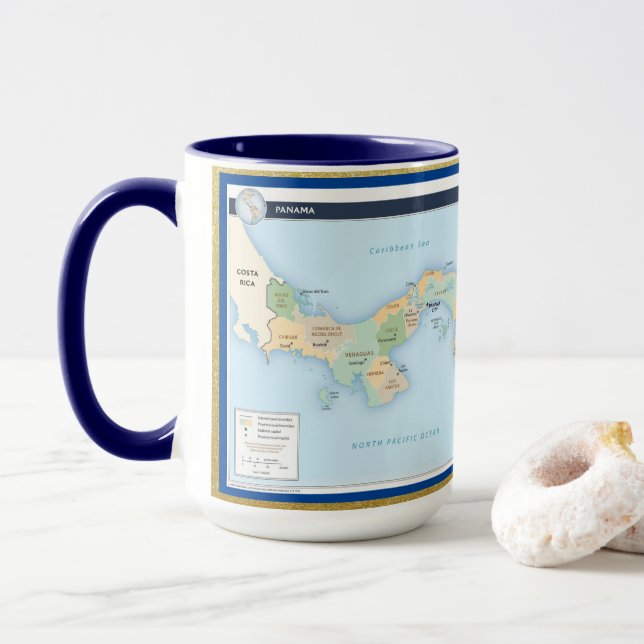 Mug Panama Map Musique personnalisée (Avec donut)