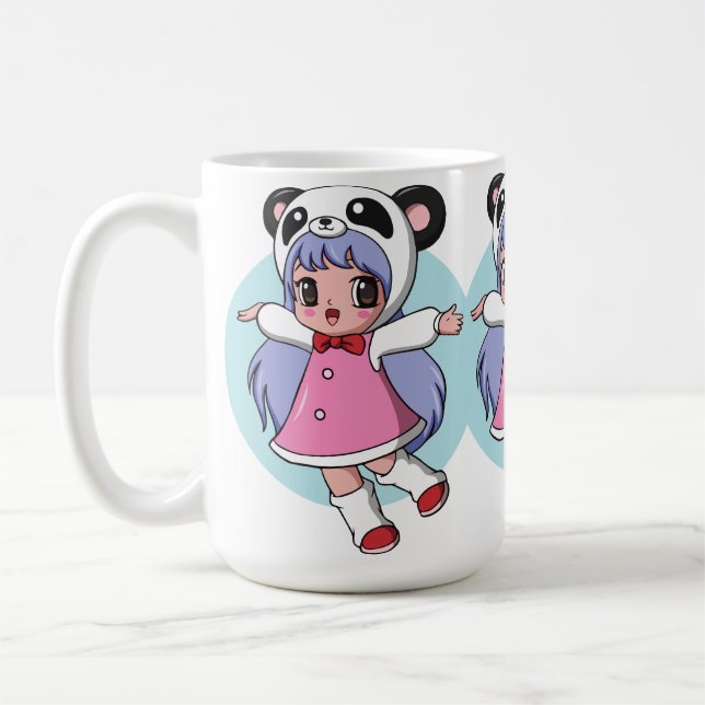 Mug Panda Ange : Adorable Fille d'Anime S'élevant dans (Gauche)