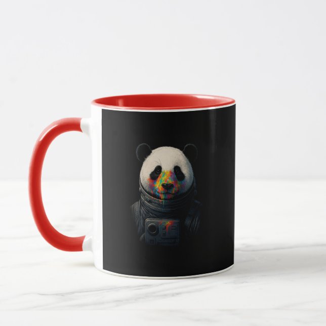 Mug Panda astronaute avec éclaboussure de peinture néo (Gauche)