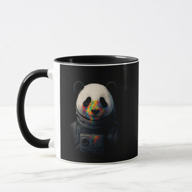 Mug Panda astronaute avec éclaboussure de peinture néo (Gauche)