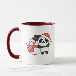 Mug Panda avec bonhomme de neige en hiver pour Noël