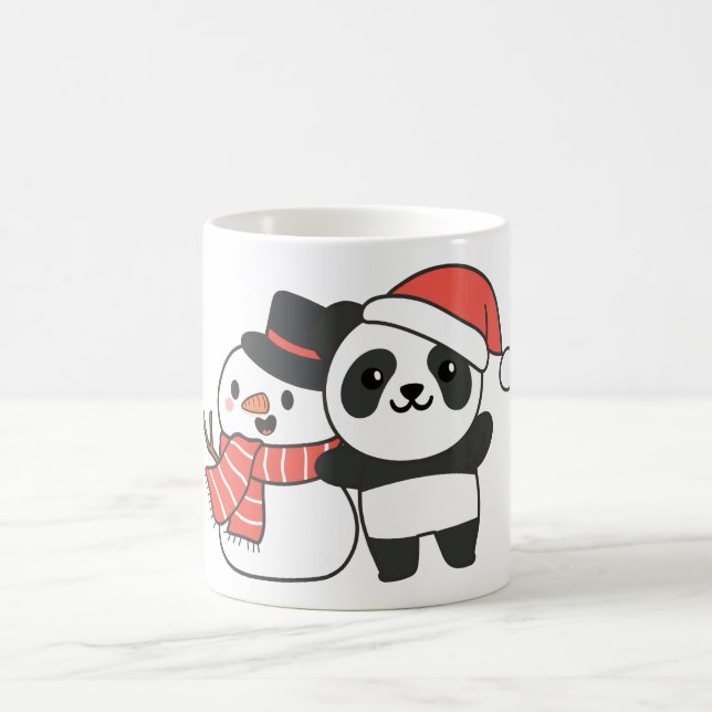 Mug Panda Avec Snowman En Hiver Pour Noël (Centre)