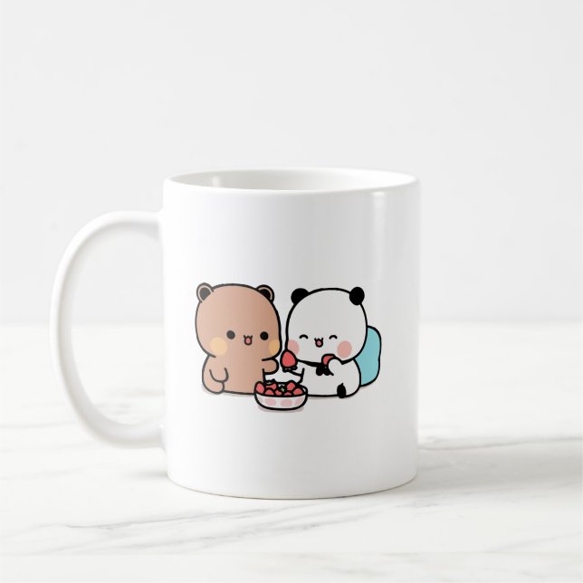 Mug Panda bear, bubu et dudu mangent des fraises (Gauche)