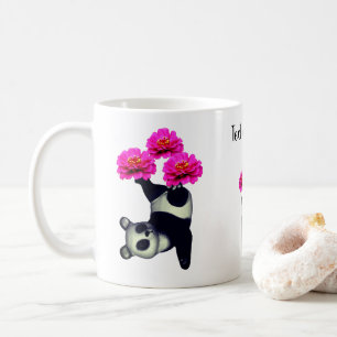 Mug Panda Bear Et Fleur Zinnia Personnalisé