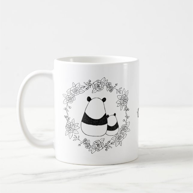 Mug Panda bear, mère et bébé, personnalisées avec un n (Gauche)