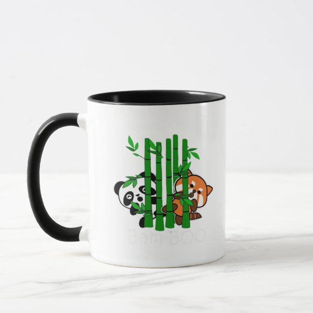 Mug Panda Bébé Cute Kawaii Et Panda Rouge Bamboo Peeka (Gauche)