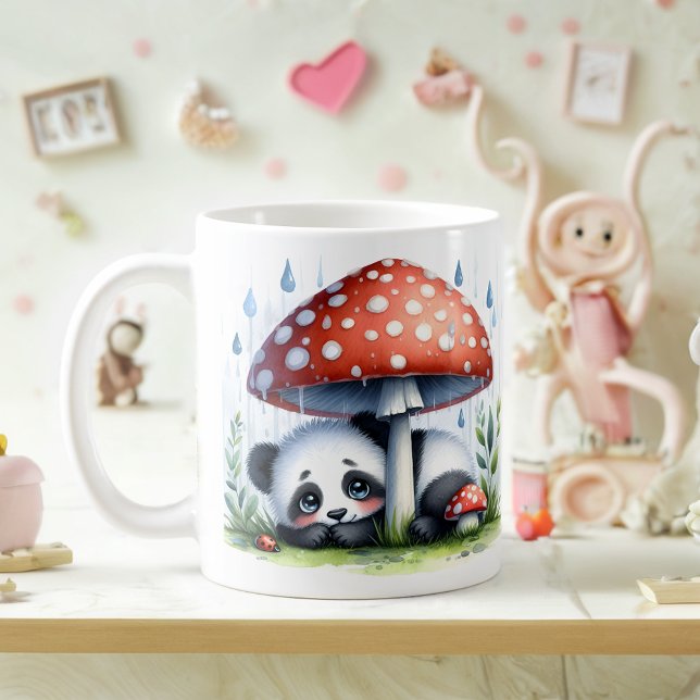 Mug Panda Bébé Cute Sous Parapluie Champignons (Créateur téléchargé)