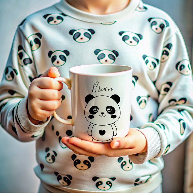 Mug Panda blanc et noir moderne (Créateur téléchargé)