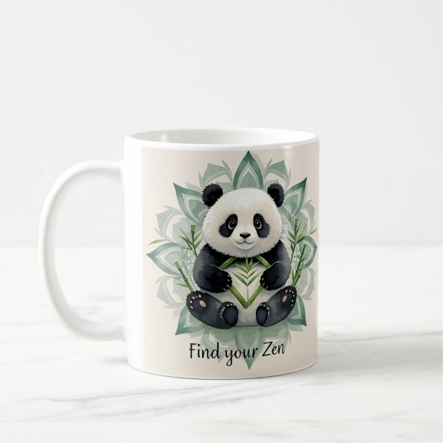 Mug Panda Chubby assis dans une pose de lotus Zen (Gauche)