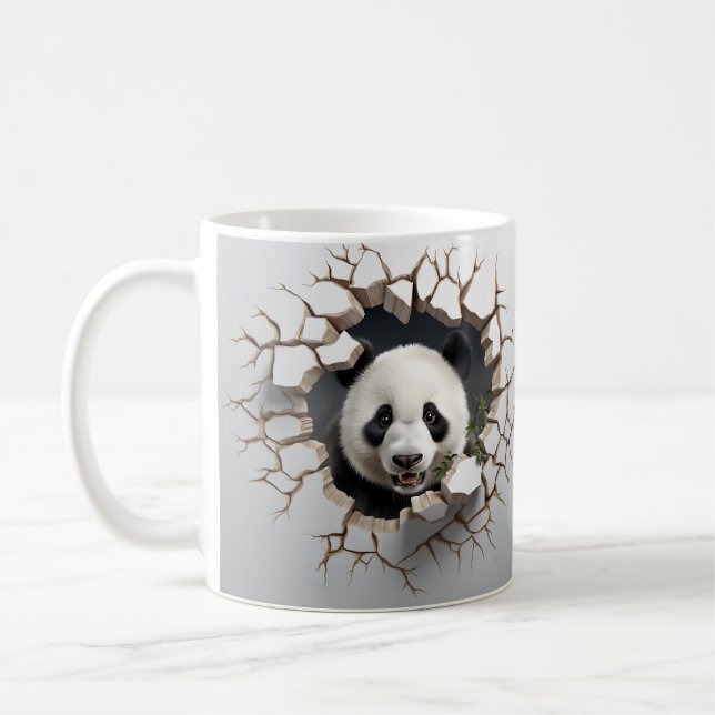 Mug Panda Cracked Hotte Art Panda Smashed Wall 3D (Gauche)