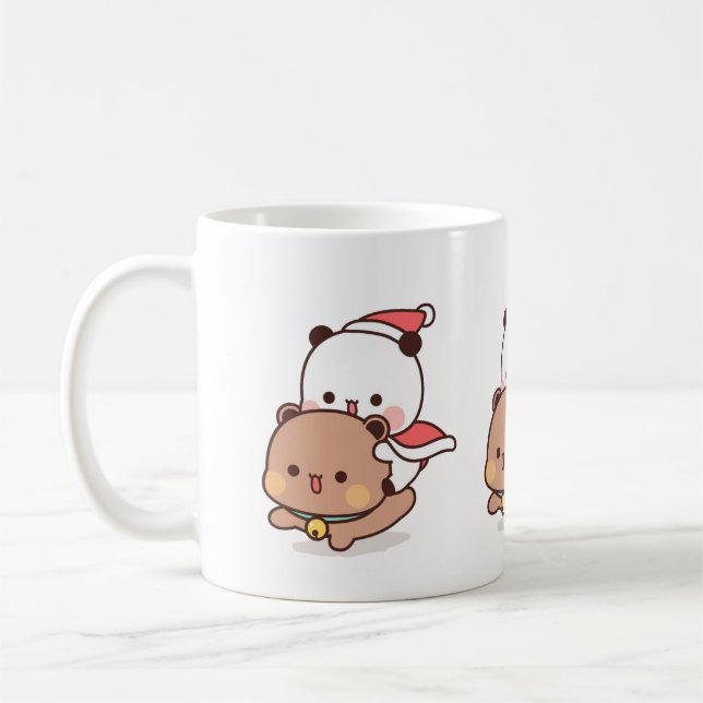 Mug Panda Et Brownie Bear Couple, Joyeux Noël (Gauche)