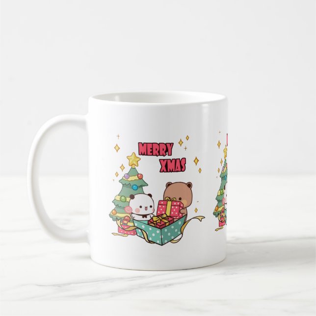 Mug Panda Et Brownie Bear Couple, Joyeux Noël (Gauche)