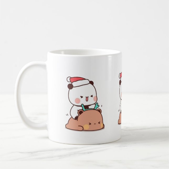 Mug Panda Et Brownie Bear Couple, Joyeux Noël (Gauche)