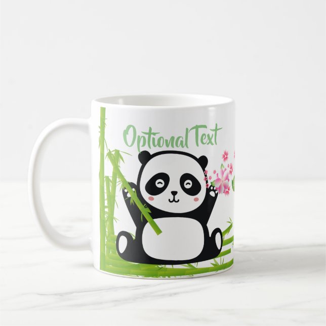 Mug Panda heureux avec bambou et fleurs de cerisiers (Gauche)