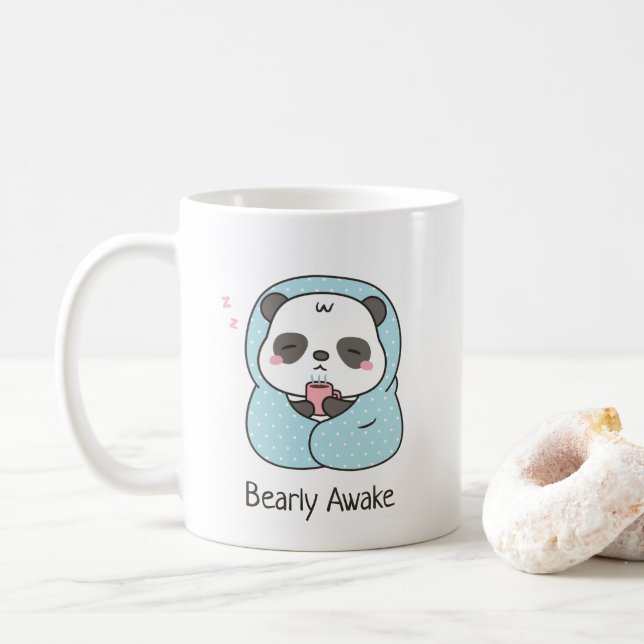 Mug Panda Mignon Avec Couverture À Peine Réveillé Jeu  (Avec donut)