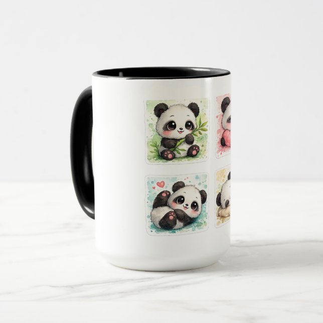Mug Panda Mignon Esthétique Aquarelle (Devant gauche)