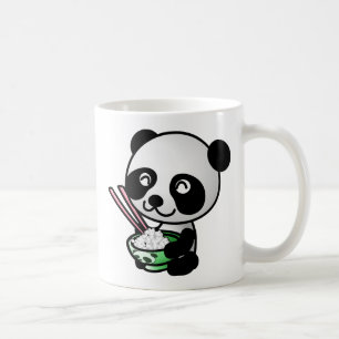 Mug Panda mignon mangeant du riz de la cuvette avec