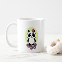 Panda mignonne avec fleurs - 1000Pandas